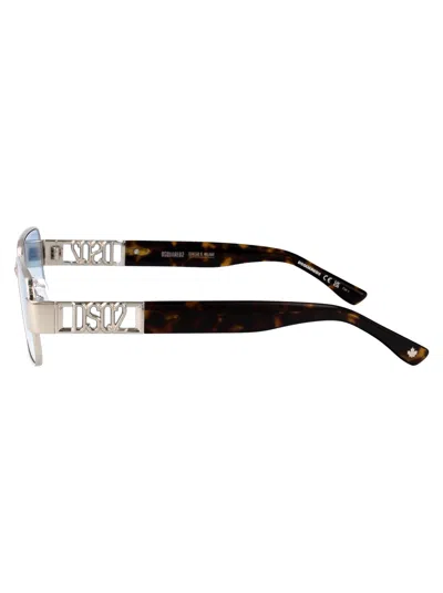 Dsquared2 Rectangle-frame Embellished Sunglasses In Metallic