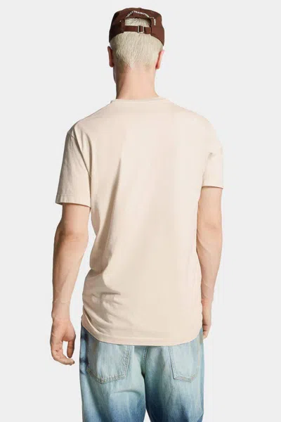 Dsquared2 Mens Light Beige Logo Graphic-print Cool-fit Cotton T-shirt