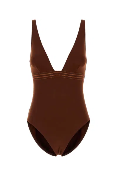 Eres Stretch Nylon Swimsuit Sillage In Brown