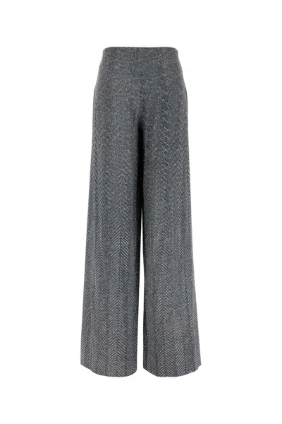 Ermanno Scervino Herringbone Drawstring Palazzo Pants In Gray