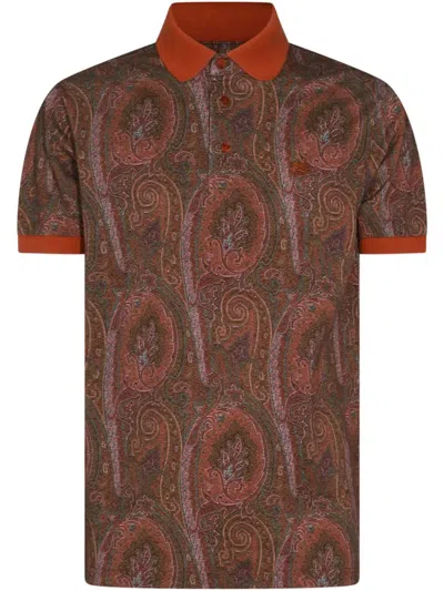 Etro Paisley Printed Short-sleeved Polo Shirt In Brown