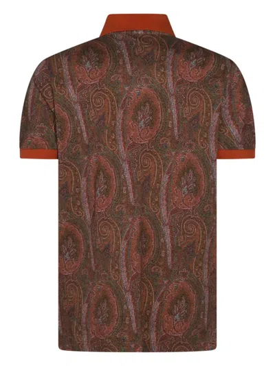 Etro Paisley Printed Short-sleeved Polo Shirt In Brown