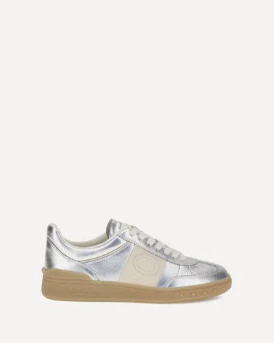 Valentino Village High-top Sneakers With Unique Leather Imperfections In Silver