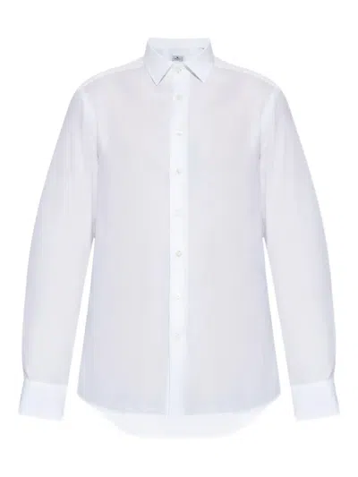 Etro Cotton Jacquard Shirt With Gecko Motif In White