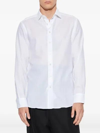 Etro Cotton Jacquard Shirt With Gecko Motif In White