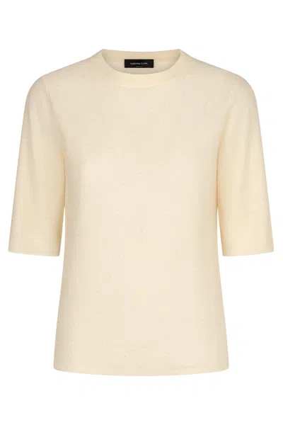 Fabiana Filippi Elbow-sleeve Sequin Knit Sweater In Neutral