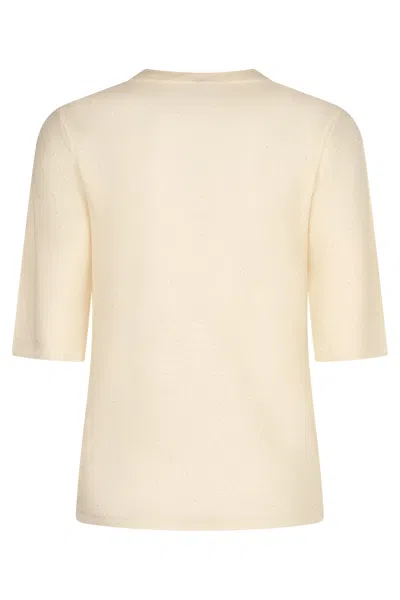 Fabiana Filippi Elbow-sleeve Sequin Knit Sweater In Neutral