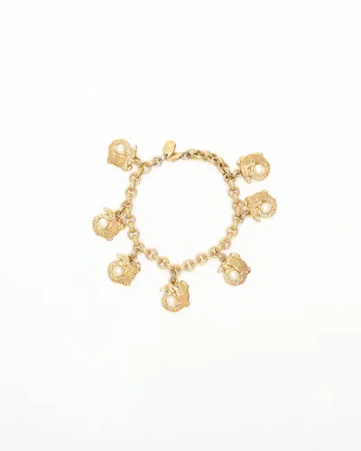 Celine Céline Vintage Crocodile Pendant Bracelet