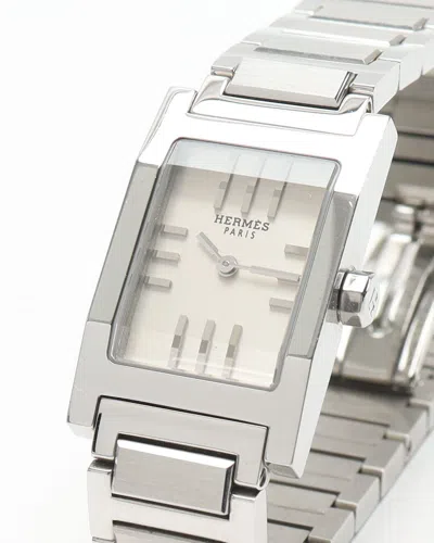 Pre-owned Hermes Hermès Tandem 19mm Ref Ta1.210 Watch In Silver