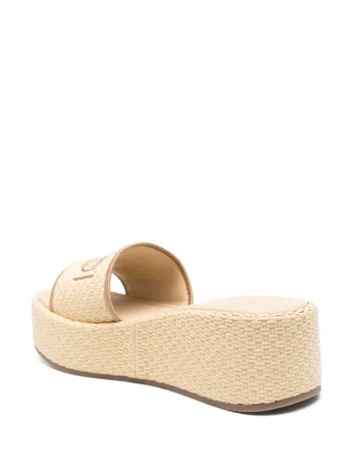 Fendi Slippers Sunshine In Rafia Donna In Neutral