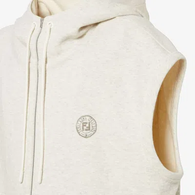 Fendi Felpa In Misto Cotone Stretch Crema Mealngè  Uomo
