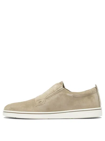 Ferragamo Beige Suede Loafers With Rubber Sole In Neutral