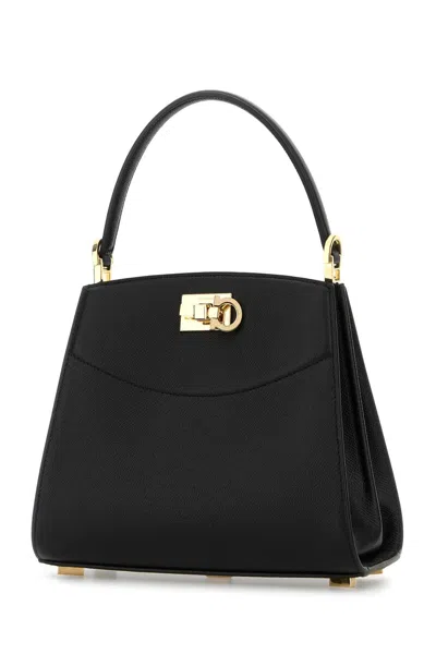 Ferragamo Black Leather Small Studio Box Handbag