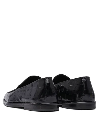 Ferragamo Brian Croc-embossed Leather Loafers In Black