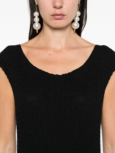 Issey Miyake Ribbed Sleeveless Midi Dress In Black