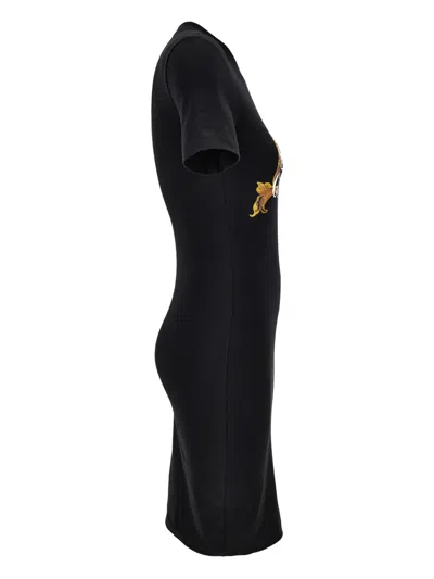 Versace Jeans Couture Black Vestiti Jersey Stretch Minidress In Black