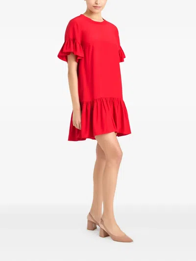 Cinq À Sept Leilah Drop Waist Silk Swing Dress In Red