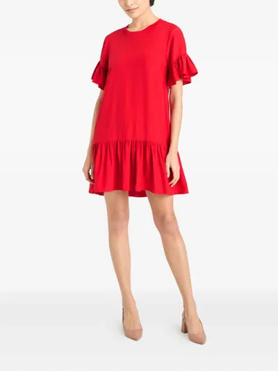 Cinq À Sept Leilah Drop Waist Silk Swing Dress In Red