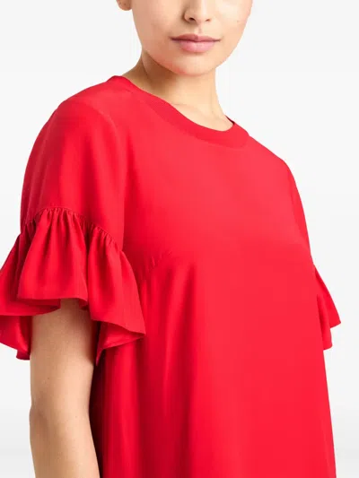 Cinq À Sept Leilah Drop Waist Silk Swing Dress In Red