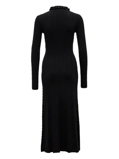 Rabanne Chain Collar Long-sleeve Wool-cashmere Midi Sweater Dress In Black