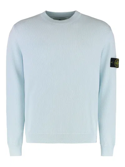 Stone Island Logo Patch Crewneck Sweatshirt In Blue