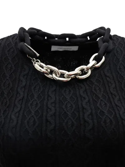Rabanne Chain Collar Long-sleeve Wool-cashmere Midi Sweater Dress In Black