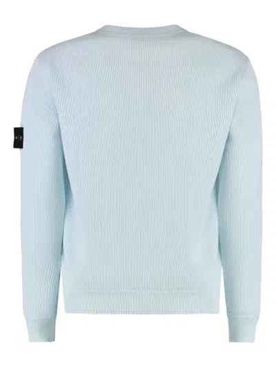 Stone Island Logo Patch Crewneck Sweatshirt In Blue