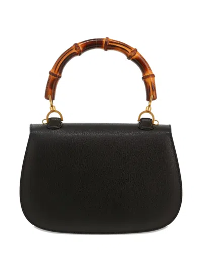 Pre-owned Gucci Bamboo Leather Tote Bag In Black