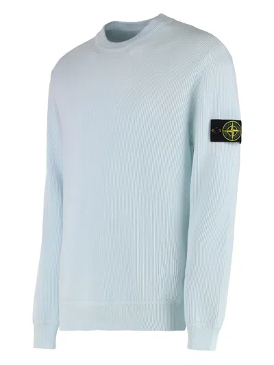 Stone Island Logo Patch Crewneck Sweatshirt In Blue