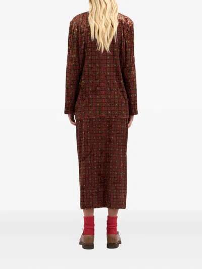 Pierre-louis Mascia Geometric-pattern Velvet Blazer In Brown