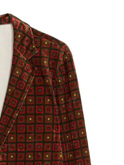 Pierre-louis Mascia Geometric-pattern Velvet Blazer In Brown