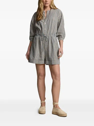 Rrl Saige Striped Playsuit In Gray