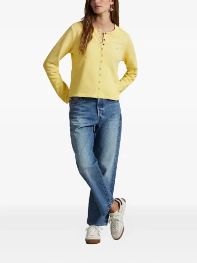 Polo Ralph Lauren Press-stud Long-sleeve Cardigan In Yellow