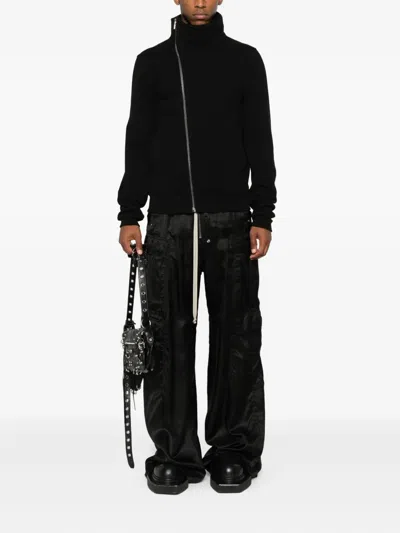 Rick Owens Mens Black Bauhaus Long-sleeve Cotton-jersey Zipped Sweatshirt In Black