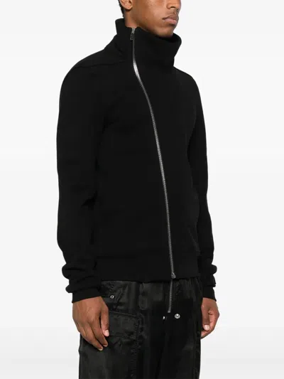 Rick Owens Mens Black Bauhaus Long-sleeve Cotton-jersey Zipped Sweatshirt In Black