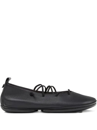 Camper Lace-up Leather Flats In Black