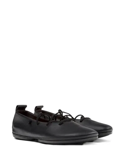 Camper Lace-up Leather Flats In Black