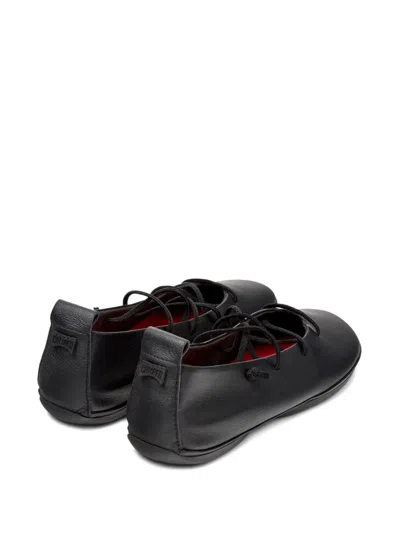Camper Lace-up Leather Flats In Black