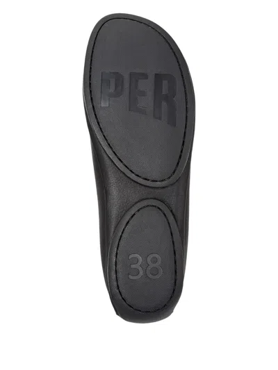 Camper Lace-up Leather Flats In Black