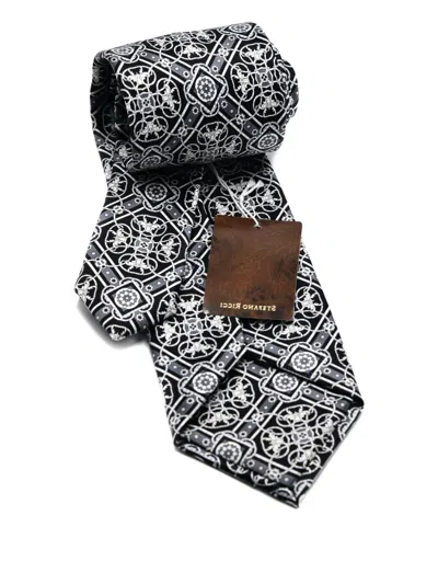Stefano Ricci Patterned Silk Tie In Black