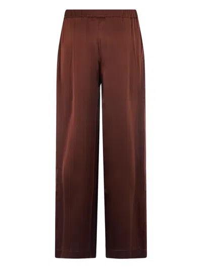 Roberto Collina Wide-leg Trousers With Smooth Finish In Brown