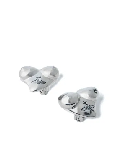 Vivienne Westwood Mimosa Logo-engraved Earrings In Metallic