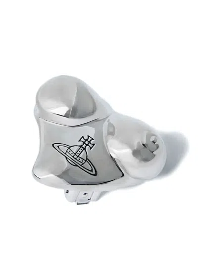 Vivienne Westwood Mimosa Logo-engraved Earrings In Metallic