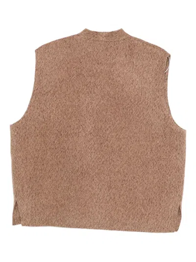 Alysi Textured Button Vest In Brown