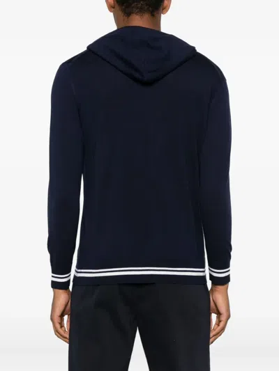 Eleventy Hooded Zip-front Sweater In Blue
