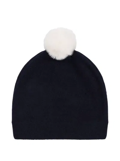 Moschino Pompom-detail Beanie In Blue