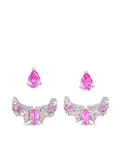 Anabela Chan 18kt White Gold Twinkle Ear Jackets Sapphire And Diamond Earrings In Multi
