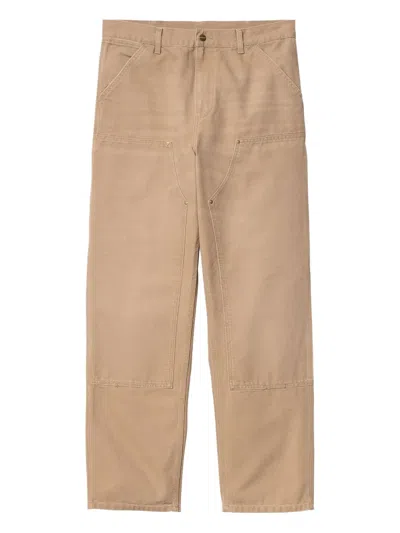 Carhartt Patch-detail Cotton Trousers In Brown