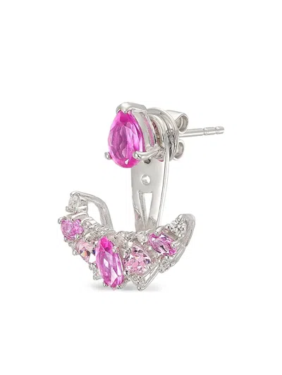 Anabela Chan 18kt White Gold Twinkle Ear Jackets Sapphire And Diamond Earrings In Multi
