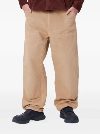 Carhartt Patch-detail Cotton Trousers In Brown